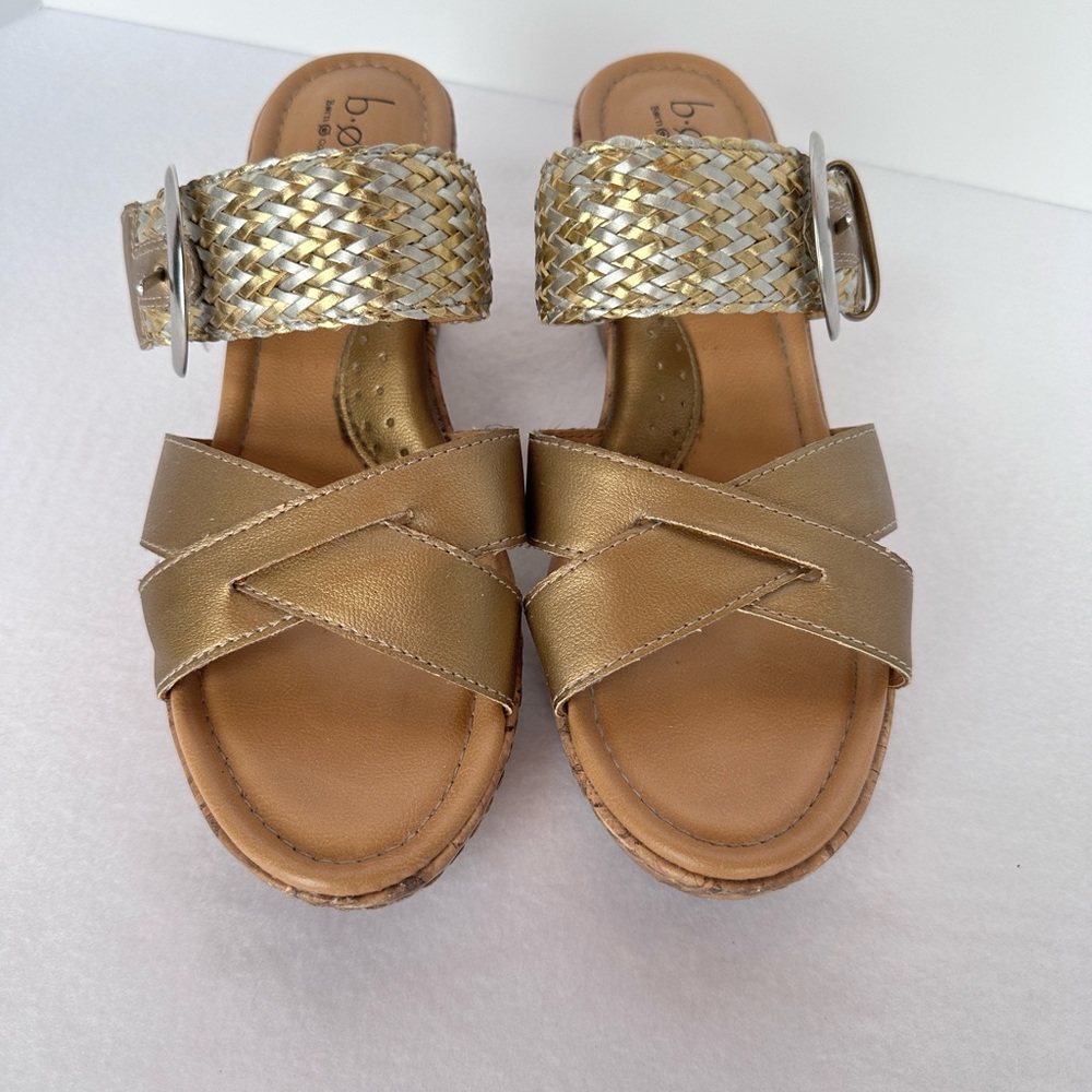 b.o.c Born Concept Jonna Gold Sunbronze Wedge Slide Sandle Size 9M